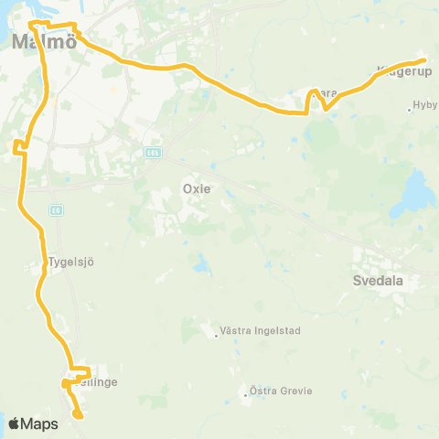 Skånetrafiken Klågerup - Malmö - Vellinge map