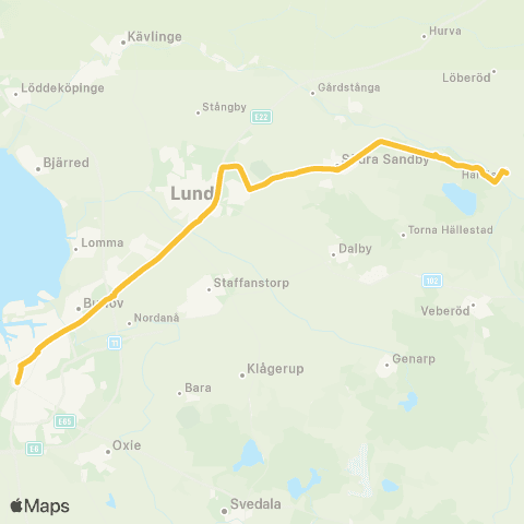 Skånetrafiken Harlösa - Lund Brunnshög V - Malmö Södervärn map