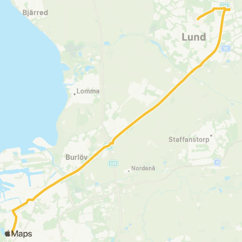 Skånetrafiken Lund Univ-sjukhuset - Malmö Södervärn map