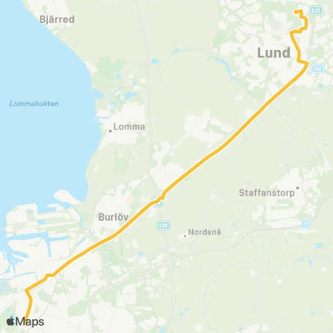 Skånetrafiken Lund N Fäladen - Lund LTH - Malmö map