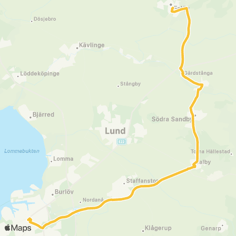 Skånetrafiken Malmö - Dalby - Flyinge - Gårdstånga - Eslöv map