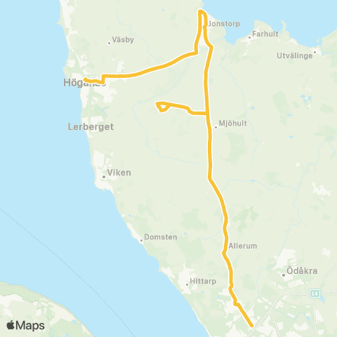Skånetrafiken Höganäs - Jonstorp - Mjöhult - Helsingborg map