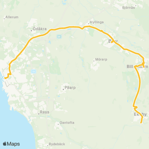 Skånetrafiken Helsingborg - Bjuv - Billesholm - Ekeby map