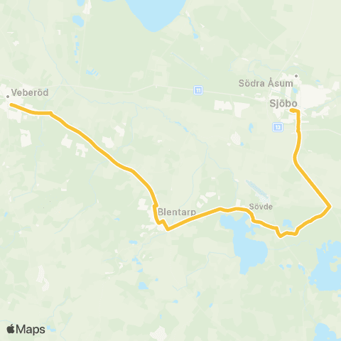 Skånetrafiken Veberöd - Blentarp - Sjöbo map