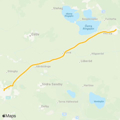 Skånetrafiken Hörby - Lund map