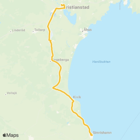 Skånetrafiken Kristianstad - Simrishamn map