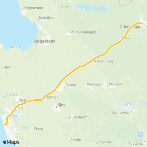 Skånetrafiken Örkelljunga - Helsingborg map