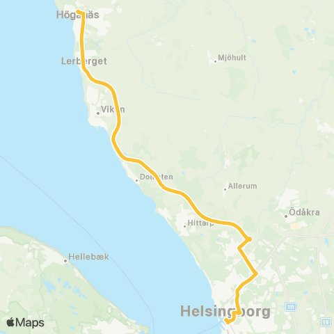 Skånetrafiken Höganäs - Helsingborg map