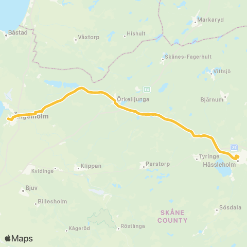 Skånetrafiken Ängelholm - Örkelljunga - Hässleholm map