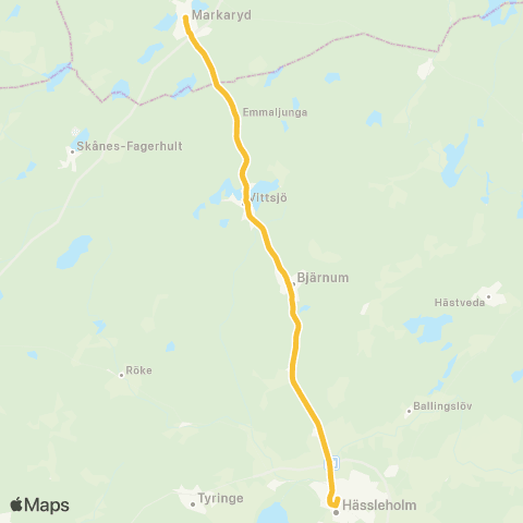 Skånetrafiken Markaryd - Hässleholm map