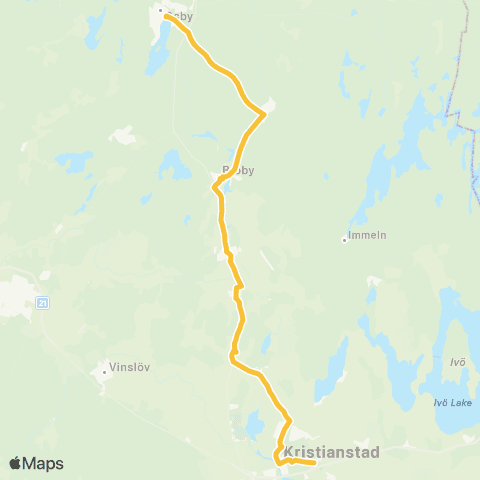 Skånetrafiken Kristianstad - Broby - Glimåkra - Osby map