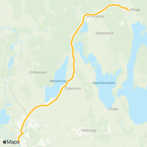 Skånetrafiken Vånga-Arkelstorp-Kristianstad map
