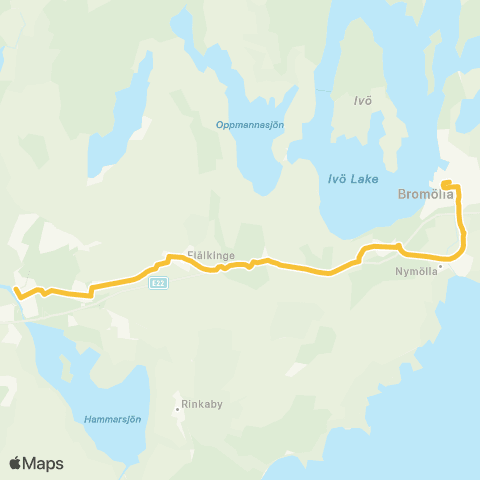 Skånetrafiken Kristianstad - Fjälkinge - Nymölla - Bromölla map