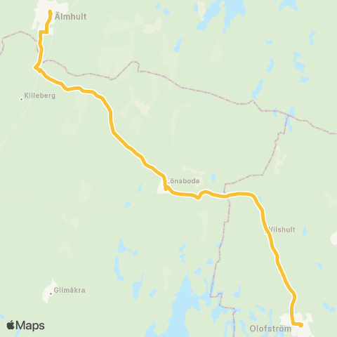 Skånetrafiken Älmhult - Lönsboda - Olofström map