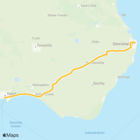 Skånetrafiken Ystad - Hammenhög - Simrishamn map