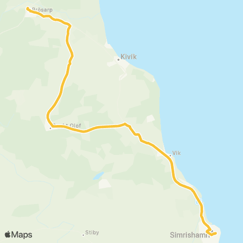 Skånetrafiken Brösarp - S:t Olof - Simrishamn map