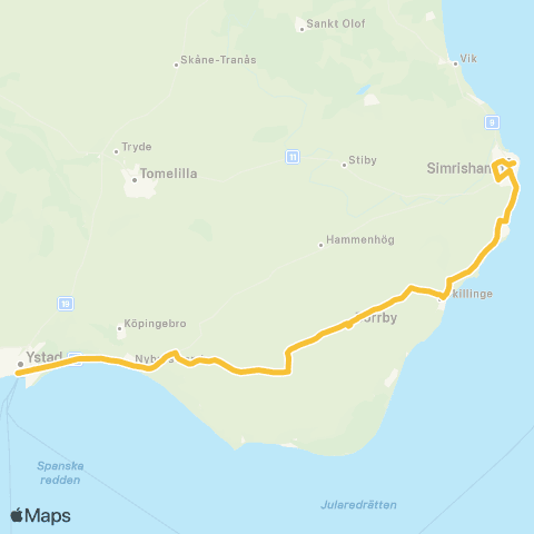 Skånetrafiken Skillinge - Brantevik - Simrishamn map