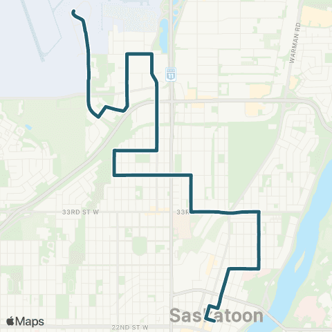 Saskatoon Transit Airport / City Centre map