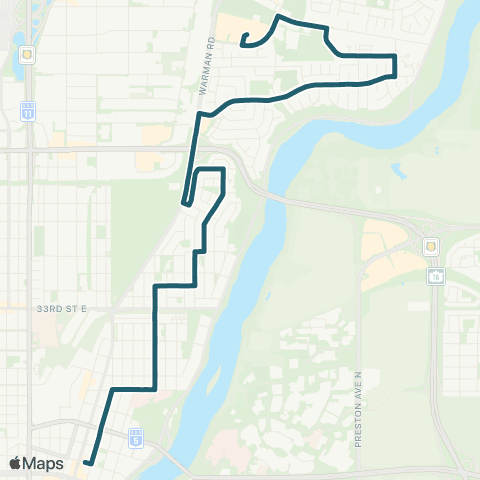 Saskatoon Transit River Heights / City Centre map