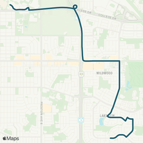 Saskatoon Transit Lakeview / University map