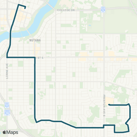Saskatoon Transit Wilson Cres / City Centre map