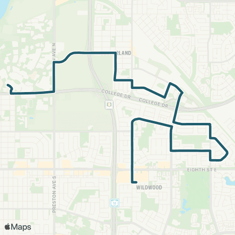 Saskatoon Transit College Park / University map