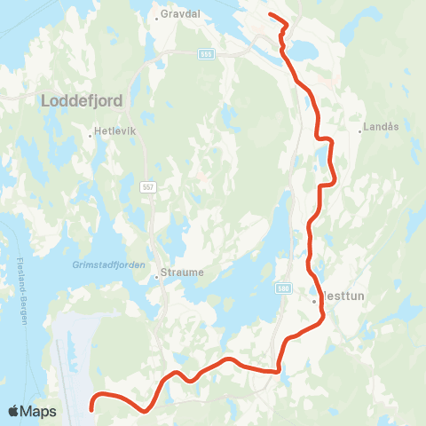 Skyss Bergen lufthavn Flesland - Lagunen - Byparken map