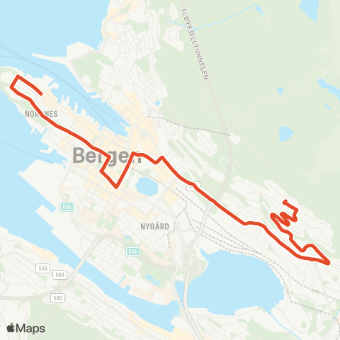 Skyss Nordnes - Starefossen map