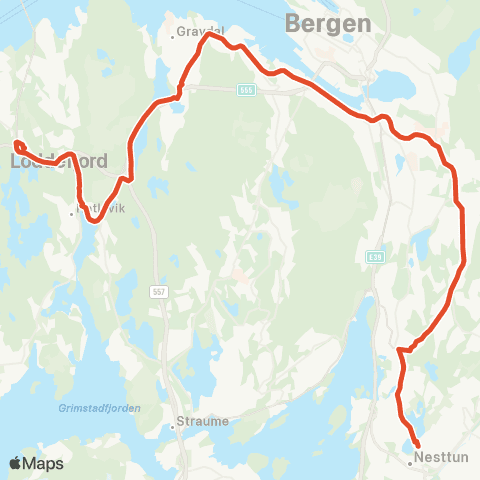 Skyss Storavatnet - Haukeland sjukehus map