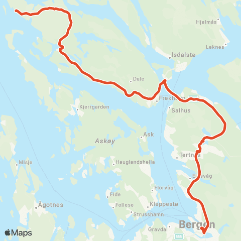Skyss Knarvik - Flatøy - Rossland - Skjelanger map