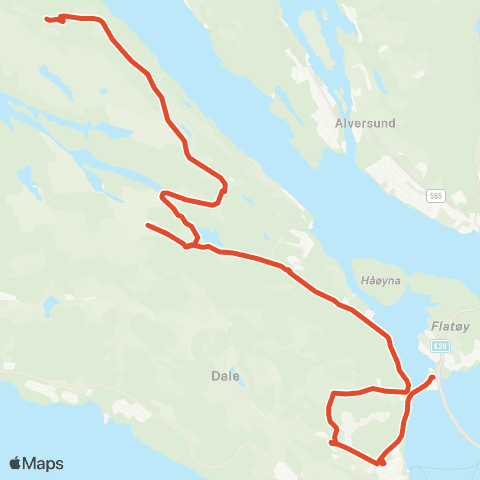 Skyss Odland - Myrvoll - Fossesj. - Frekhaug map