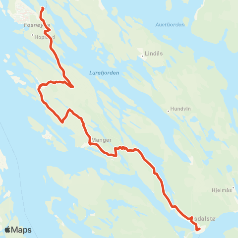 Skyss Mastrevik-Austmarka-Knarvik map