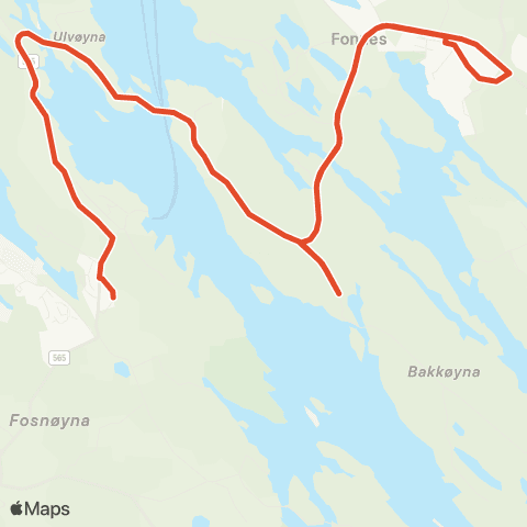 Skyss Lindås - Syslak - Risasjøen - Lauvås map