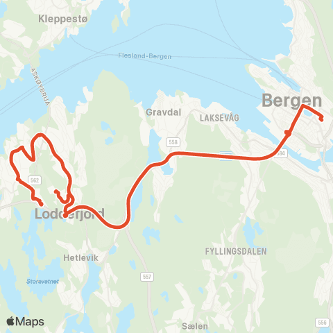 Skyss Storavatnet terminal - Olsvik - Bergen busstasjon map