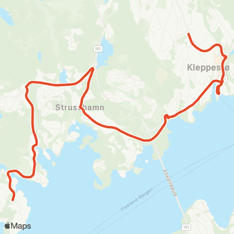 Skyss Kleppestø terminal - Strusshamn - Marikoven map
