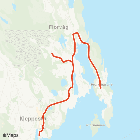 Skyss Øvre Florvåg - Kleppestø map