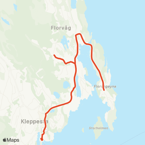 Skyss Florvågøen - Kleppestø terminal map