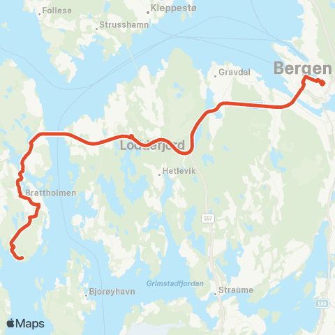 Skyss Brattholmen - Bergen map