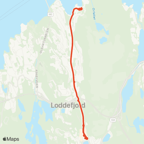 Skyss Loddefjord - Skålevik - Brøstaneset - Loddefjord map