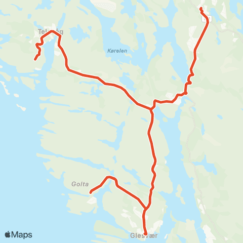 Skyss Tælavåg - Glesvær - Skogsskiftet map