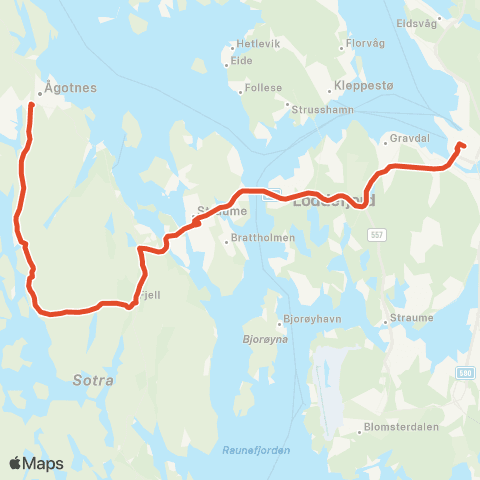 Skyss Ågotnes - Ulveset - Straume map