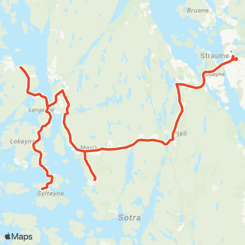 Skyss Algrøy / Lokøy / Syltøy - Åse - Straume map