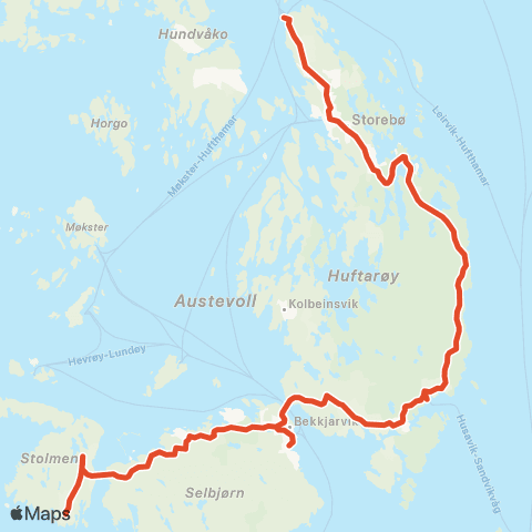 Skyss Våge-Bekkjarvik-Husavik-Hufthamar map
