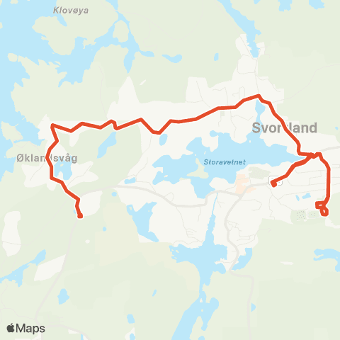 Skyss Svortland - Rundt Storavatnet - Svortland map
