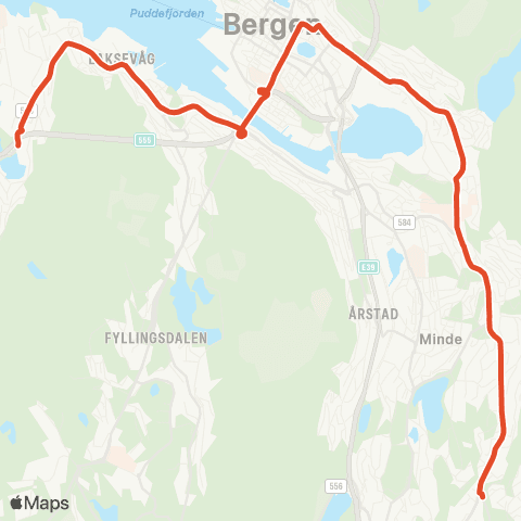 Skyss Birkelundstoppen-Lyngbø map