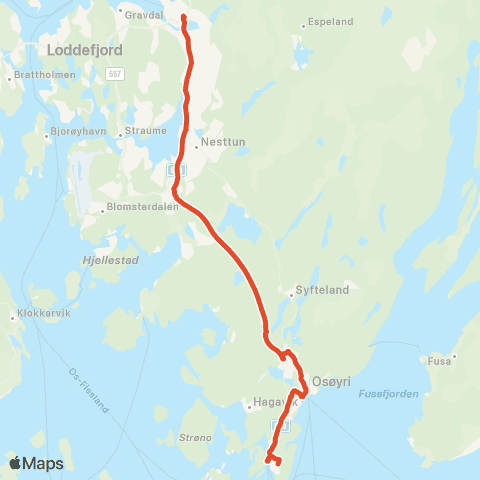 Skyss Halhjemsmarka - Osøyro - Busstasjonen map