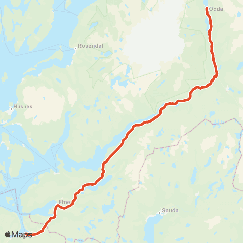 Skyss Ølen - Etne - Odda map