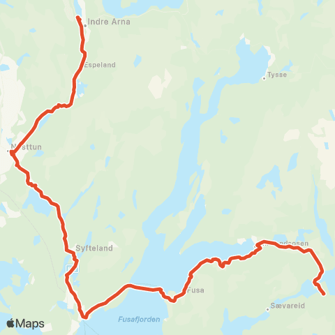Skyss Arna - Midtun - Fusa map