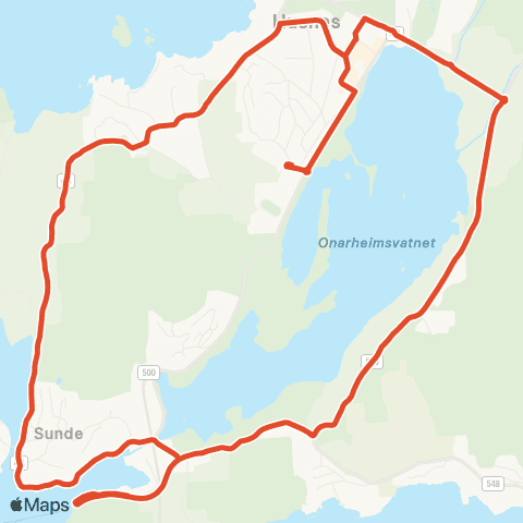 Skyss Ringbuss Husnes - Kaldestad - Sunde - Valen map