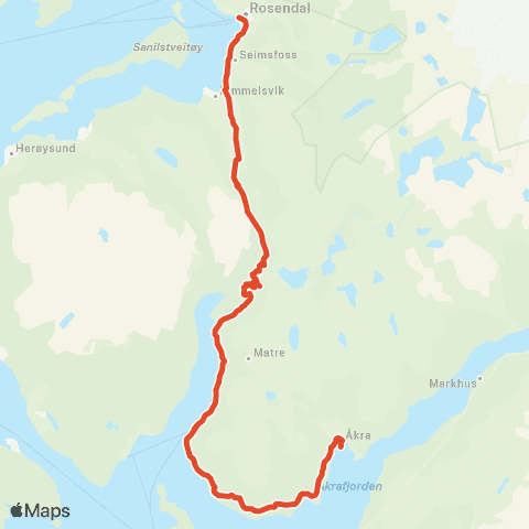 Skyss Åkra-Rosendal map